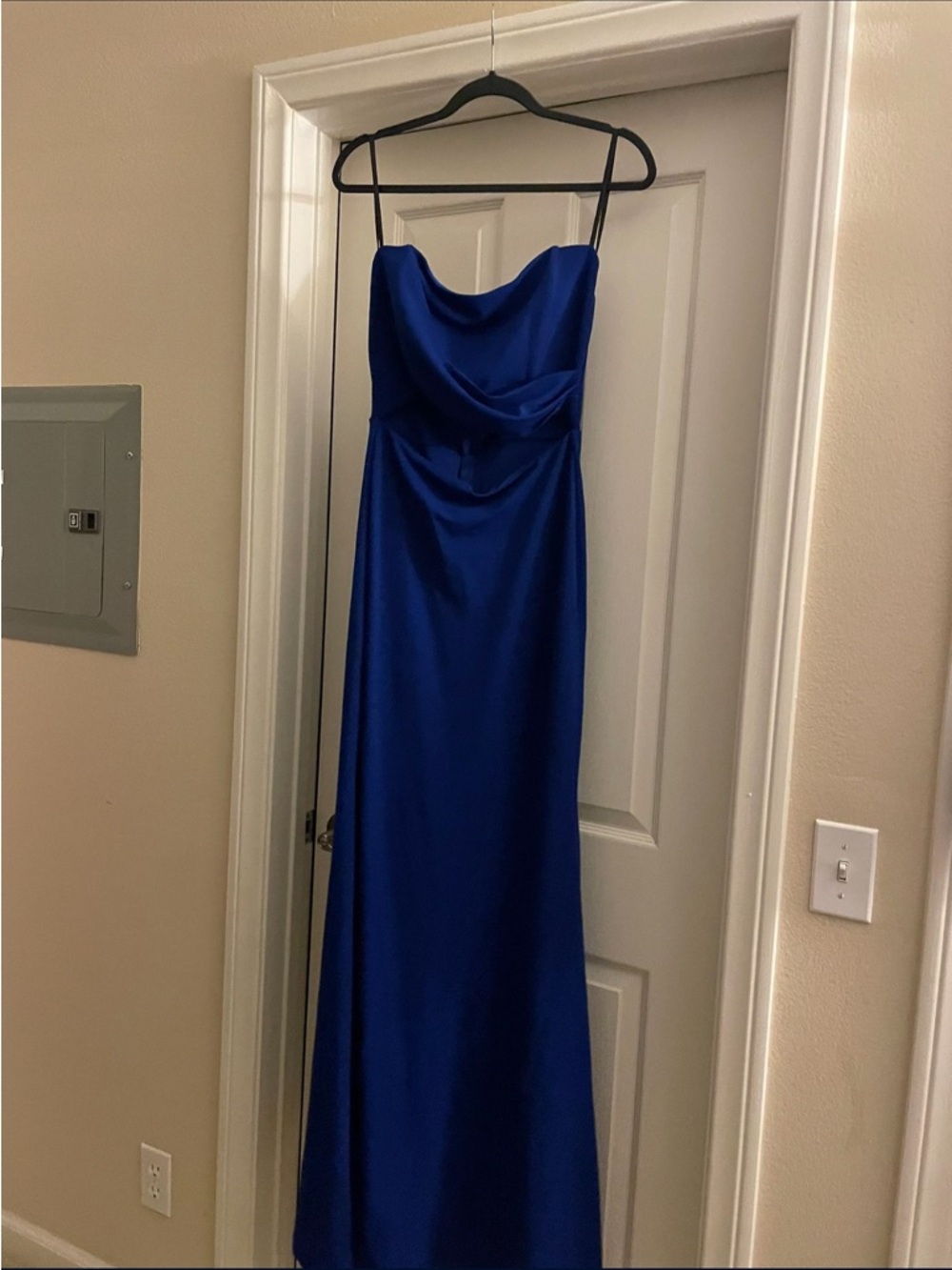 Blue Strapless Cut out dress Evening Gown